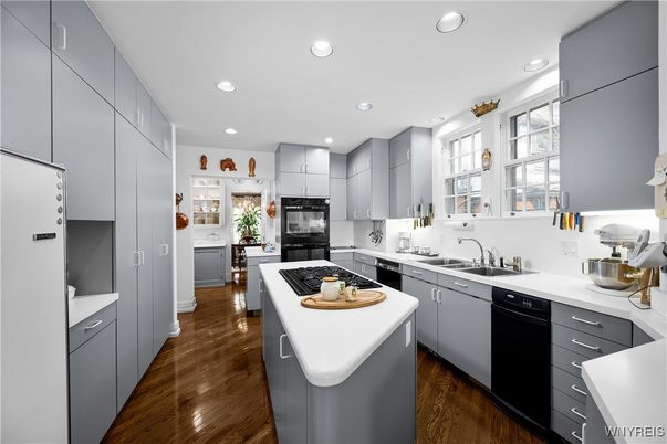 Interior, Kitchen, Recessed Lighting, Wood Texture Flooring