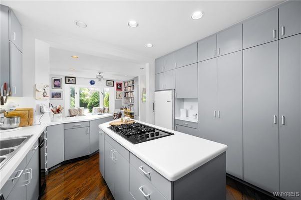 Interior, Kitchen, Recessed Lighting, Wood Texture Flooring