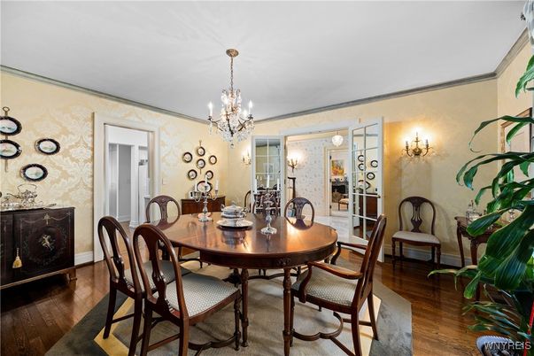 Chandelier, Dining room, Interior, Wood Texture Flooring