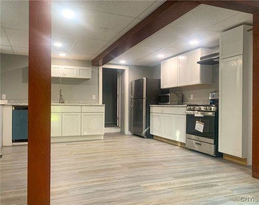 Interior, Kitchen, Recessed Lighting, Wood Texture Flooring