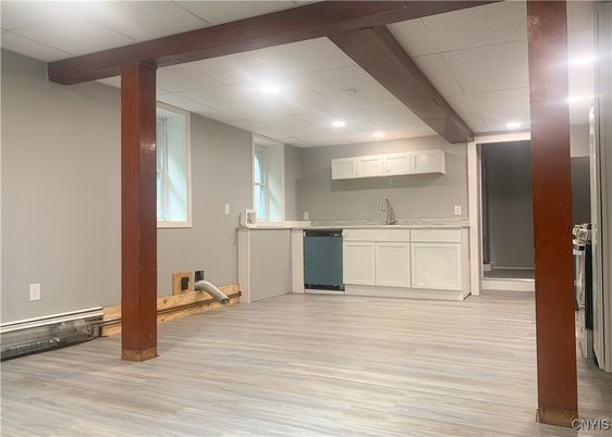Interior, Kitchen, Recessed Lighting, Wood Texture Flooring