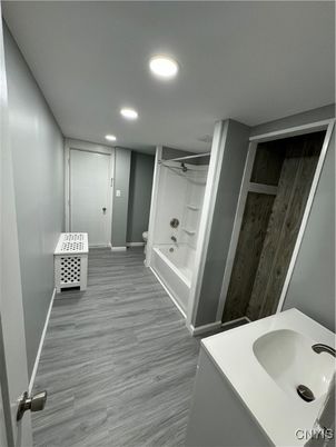 Bathroom, Interior, Recessed Lighting, Wood Texture Flooring