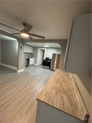 Interior, Kitchen, Stainless Steel Appliances, Wood Texture Flooring
