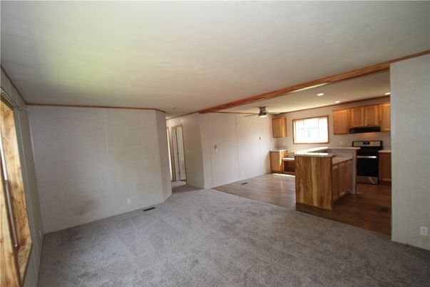 Empty room, Interior, Kitchen, Recessed Lighting, Wood Texture Flooring
