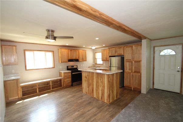 Interior, Kitchen, Recessed Lighting, Wood Texture Flooring