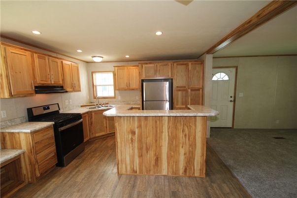 Interior, Kitchen, Recessed Lighting, Wood Texture Flooring