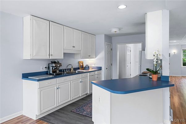 Interior, Kitchen, Recessed Lighting, Wood Texture Flooring