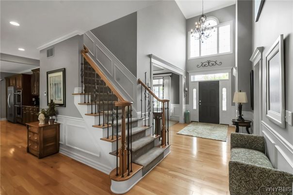 Chandelier, Interior, Recessed Lighting, Wood Texture Flooring