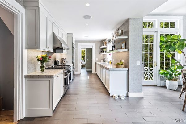 Interior, Kitchen, Recessed Lighting, Wood Texture Flooring