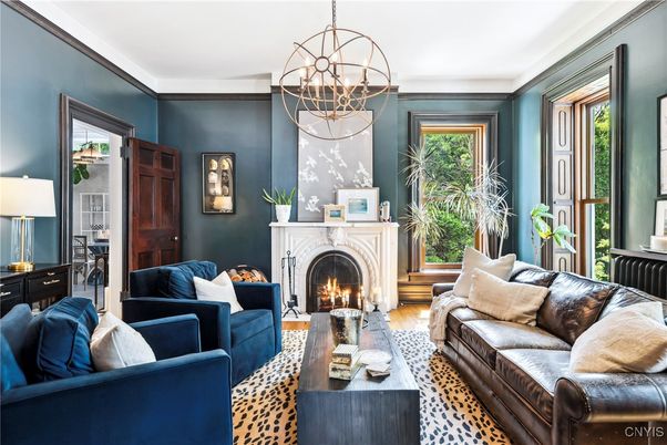 Chandelier, Fireplace, Interior, Living room, Pendant Lights, Wood Texture Flooring
