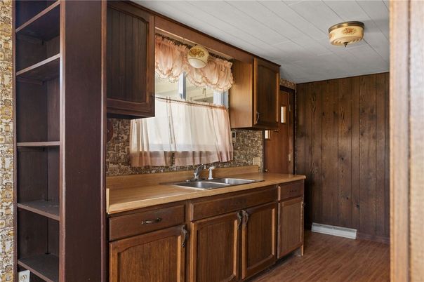Interior, Kitchen, Wood Texture Flooring, Wooden Walls