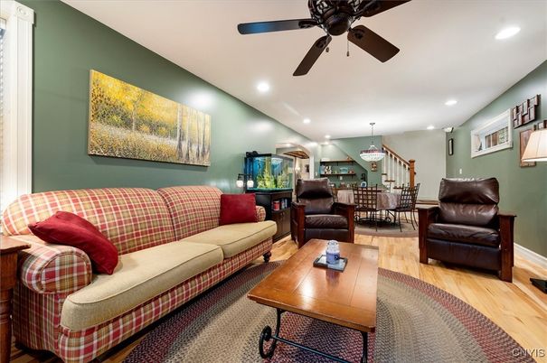 Chandelier, Dining room, Interior, Living room, Recessed Lighting, Wood Texture Flooring