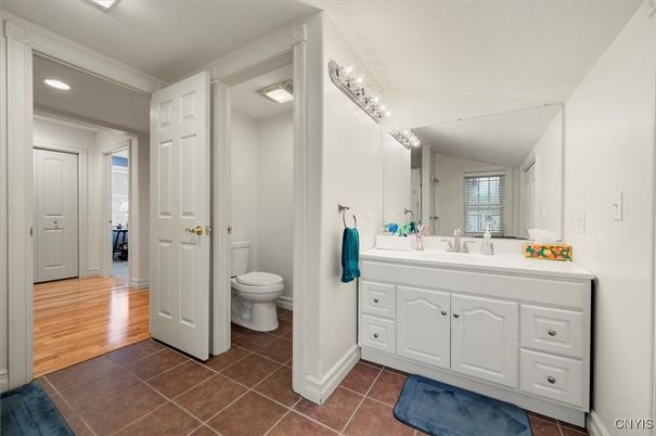 Bathroom, Interior, Recessed Lighting, Wood Texture Flooring