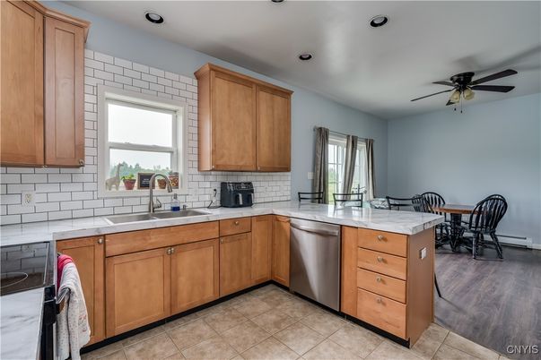 Dining room, Interior, Kitchen, Recessed Lighting, Wood Texture Flooring