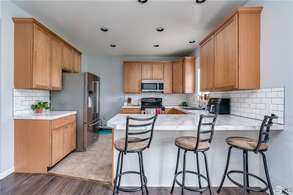 Interior, Kitchen, Recessed Lighting, Wood Texture Flooring
