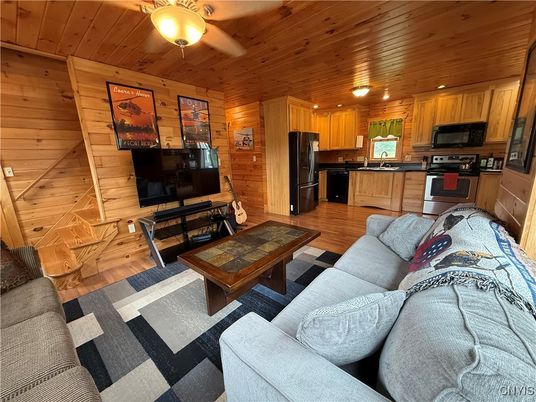 Interior, Kitchen, Living room, Wooden Ceilings, Wood Texture Flooring, Wooden Walls