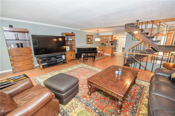 Interior, Kitchen, Living room, Pendant Lights, Piano, Wood Texture Flooring