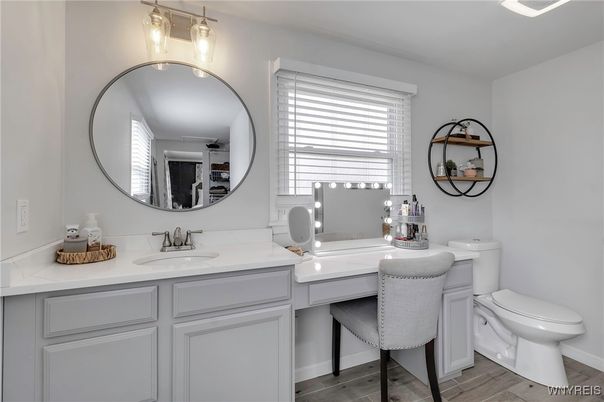 Bathroom, Dual Sink Vanities, Interior, Wood Texture Flooring