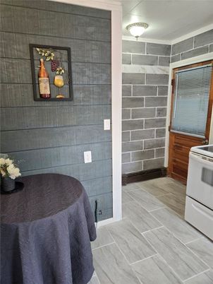 Interior, Stone Walls, Wood Texture Flooring