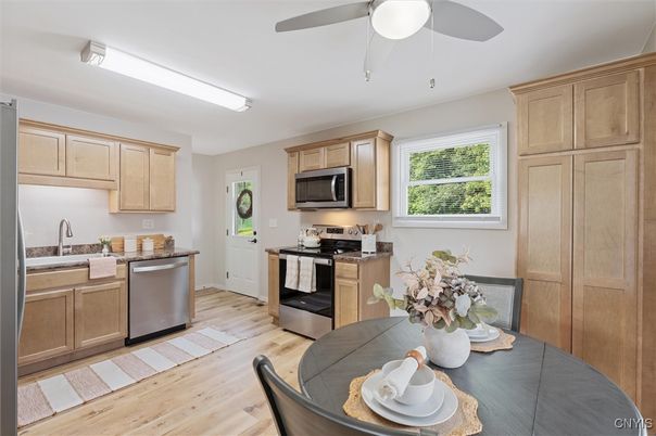 Interior, Kitchen, Stainless Steel Appliances, Wood Texture Flooring