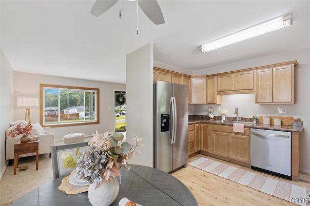 Interior, Kitchen, Stainless Steel Appliances, Wood Texture Flooring