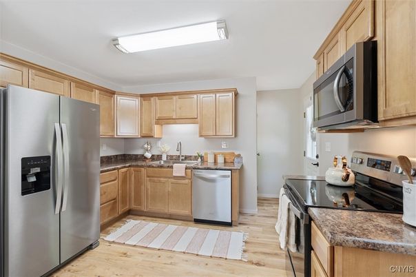 Interior, Kitchen, Stainless Steel Appliances, Wood Texture Flooring