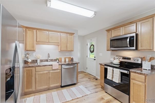 Interior, Kitchen, Stainless Steel Appliances, Wood Texture Flooring