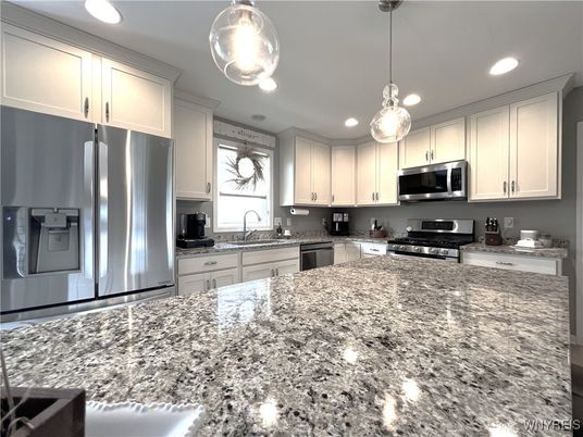 Interior, Kitchen, Pendant Lights, Recessed Lighting, Stainless Steel Appliances