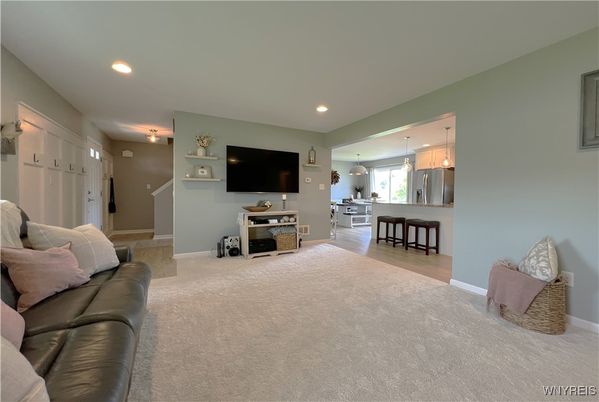 Interior, Kitchen, Living room, Pendant Lights, Recessed Lighting, Wood Texture Flooring