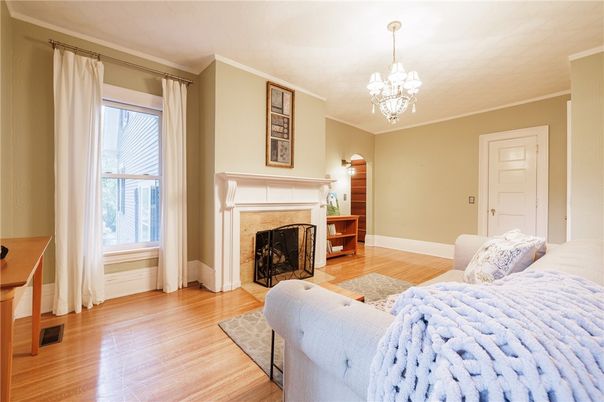 Chandelier, Fireplace, Interior, Wood Texture Flooring