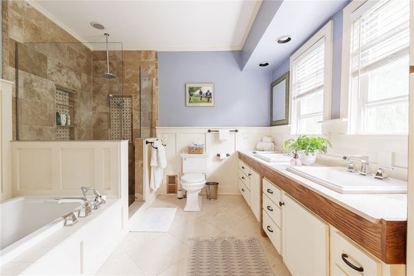 Bathroom, Dual Sink Vanities, Glass Shower, Interior, Recessed Lighting