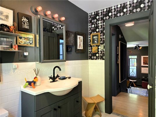 Bathroom, Interior, Wood Texture Flooring