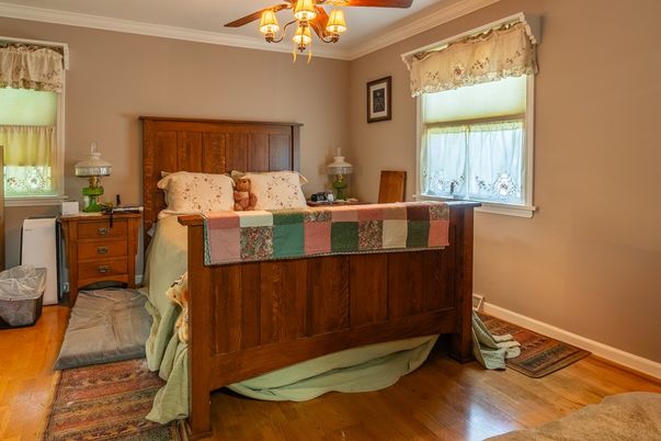 Bedroom, Chandelier, Interior, Wood Texture Flooring