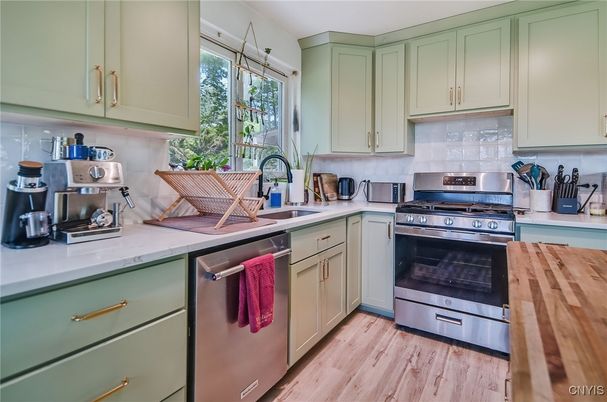 Interior, Kitchen, Stainless Steel Appliances, Wood Texture Flooring