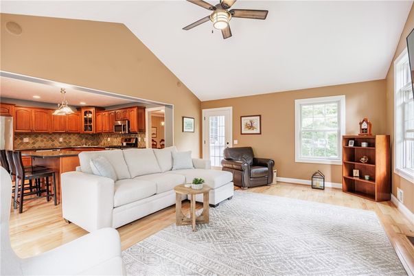 Interior, Kitchen, Living room, Pendant Lights, Recessed Lighting, Stainless Steel Appliances, Wood Texture Flooring