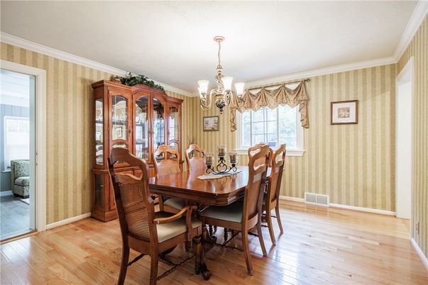 Chandelier, Dining room, Interior, Wood Texture Flooring