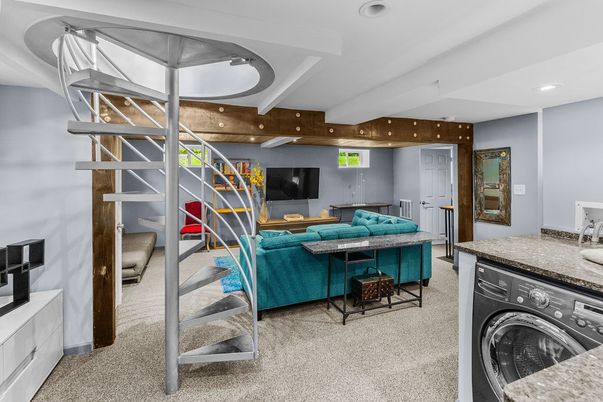 Interior, Living room, Recessed Lighting, Utility Closets, Washer