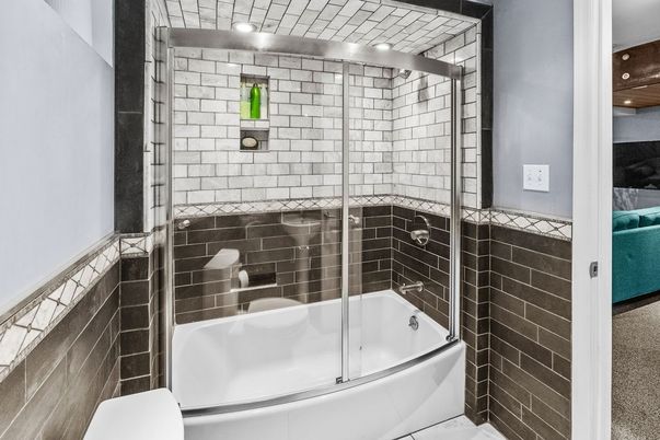 Bathroom, Glass Shower, Interior, Recessed Lighting