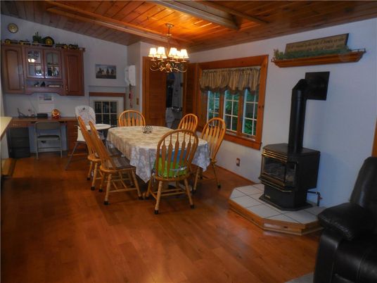 Chandelier, Dining room, Fireplace, Interior, Wooden Beams, Wooden Ceilings, Wood Texture Flooring