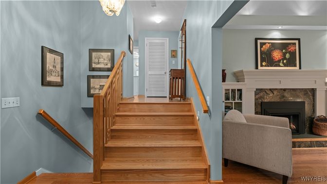 Fireplace, Interior, Recessed Lighting, Wood Texture Flooring