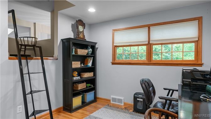 Home Office, Interior, Recessed Lighting, Wood Texture Flooring
