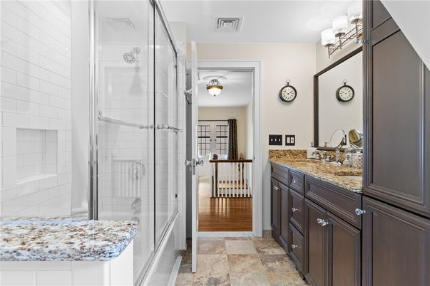 Bathroom, Glass Shower, Interior, Wood Texture Flooring