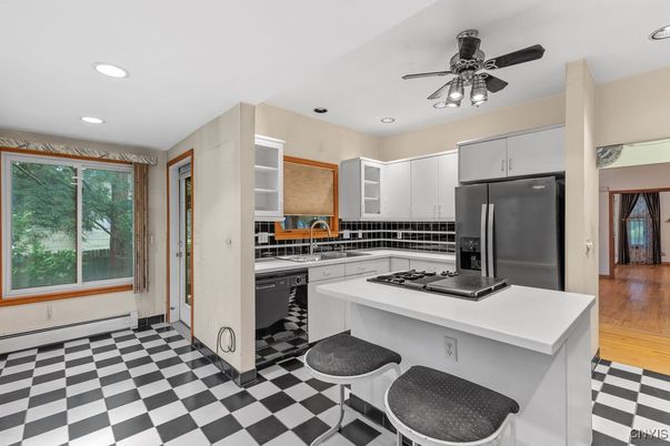 Interior, Kitchen, Recessed Lighting, Wood Texture Flooring