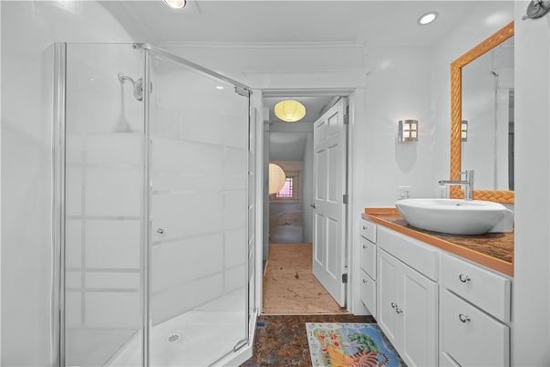 Bathroom, Dual Sink Vanities, Glass Shower, Interior, Recessed Lighting