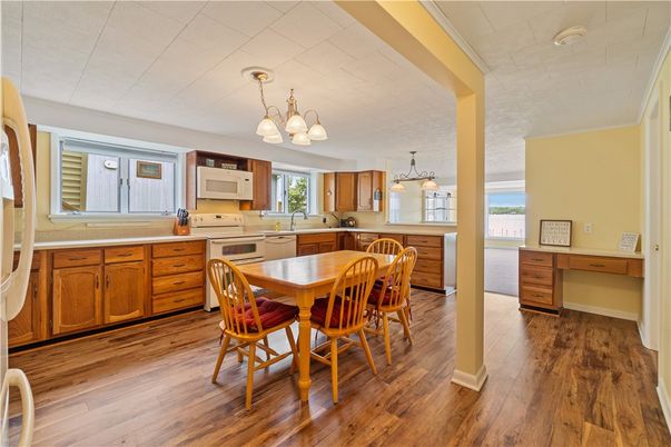 Chandelier, Interior, Kitchen, Pendant Lights, Wood Texture Flooring