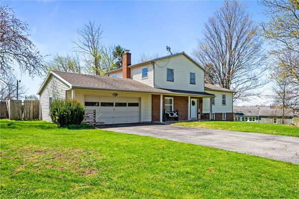 Attached, Backyard, Exterior, Facade, Brick Facade, Farmhouse