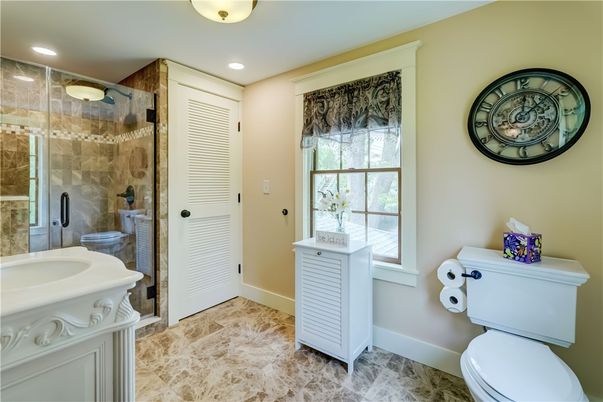 Bathroom, Glass Shower, Interior, Recessed Lighting