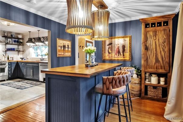 Interior, Kitchen, Pendant Lights, Wood Texture Flooring