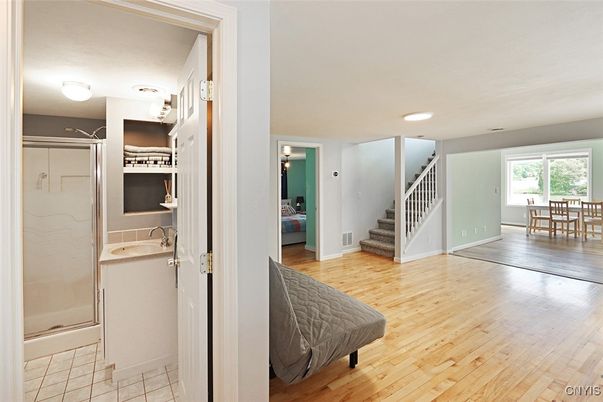 Dining room, Interior, Recessed Lighting, Wood Texture Flooring