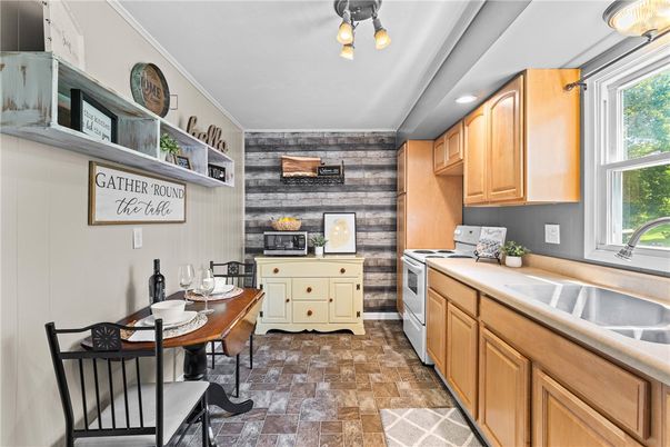 Dining room, Interior, Kitchen, Recessed Lighting, Wooden Walls